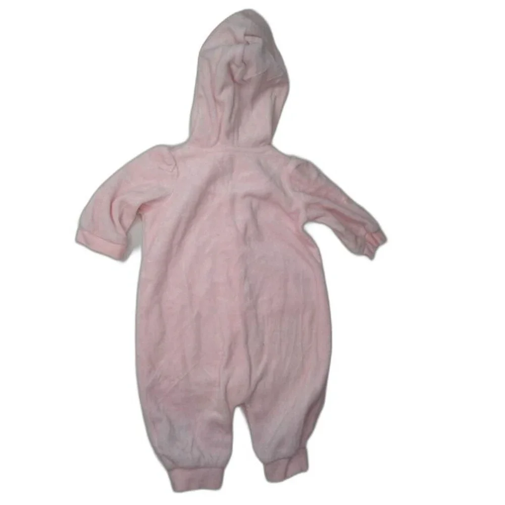 Carter's Baby Girl 3M Hooded Jumpsuit Pale Pink Snaps Cuffed Sleeves & Legs